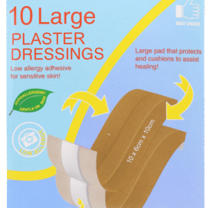 A+E Large Plaster Dressings 6cm x 10cm 10 Pack